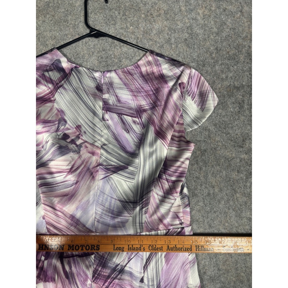Armani Collezioni Silk Sheath Dress Womens 8 Purple Abstract Knot V-Neck Italy - Picture 12 of 14